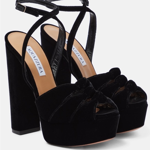 AQUAZZURA Mira velvet Platform sandals 39.9 - NEW WITH BOX - Picture 4 of 6